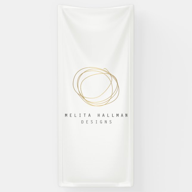Minimal and Modern Gold Designer Scribble Logo Banner (Vertical)