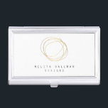 Minimal and Modern Gold Designer Scribble Logo Business Card Holder<br><div class="desc">A hand-drawn scribble in a circular pattern becomes an unconventional, yet modern and abstract logo on this designer business card case/card holder. Your name or company name is grounded in a minimal font set on a white background. This design is part of a series of coordinating office supplies to help...</div>