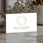 Minimal and Modern Gold Designer Scribble Logo II Business Card<br><div class="desc">A hand-drawn scribble circle in faux metallic gold becomes an unconventional, yet modern and abstract logo on this professional business card design. Your name or company name is grounded in a minimal font set on a white background. This double-sided business card allows ample room on the backside for your contact...</div>