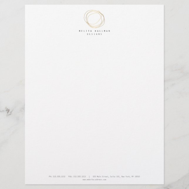 Minimal and Modern Gold Designer Scribble Logo Letterhead (Front)