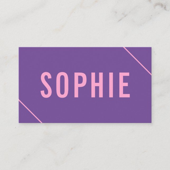 Minimal and Modern Pink and Purple Business Card (Front)