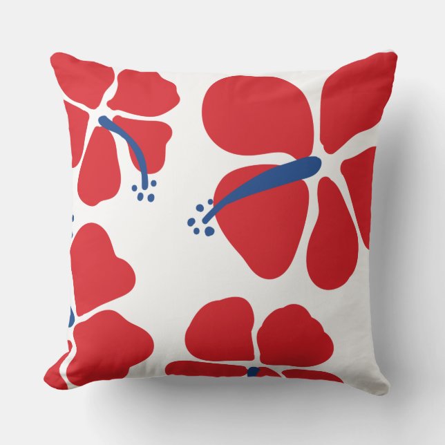 Minimal and Modern red hibiscus  Throw Pillow (Front)