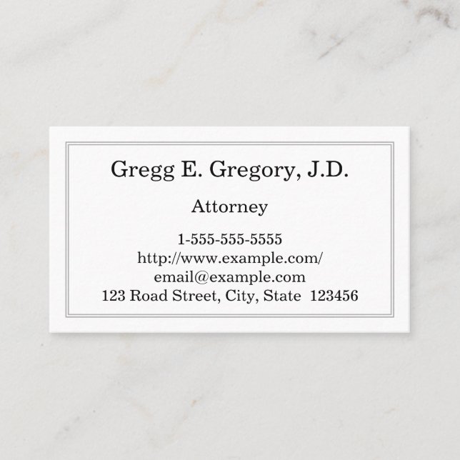 Minimal and Simple Attorney Business Card (Front)