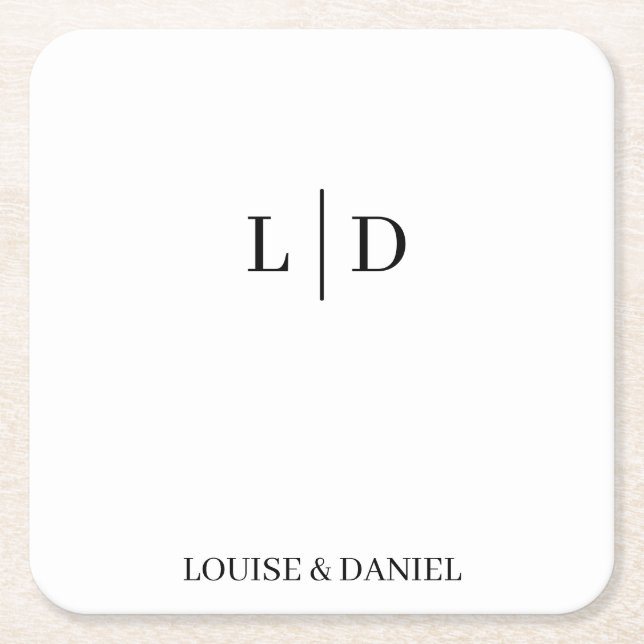 Minimal and Simple Personalized Square Paper Coaster (Front)