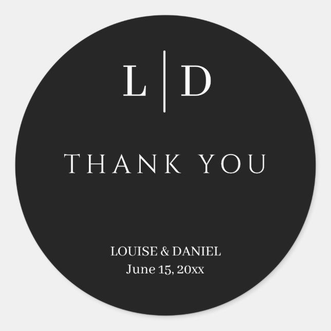 Minimal and Simple Personalized Wedding Classic Round Sticker (Front)
