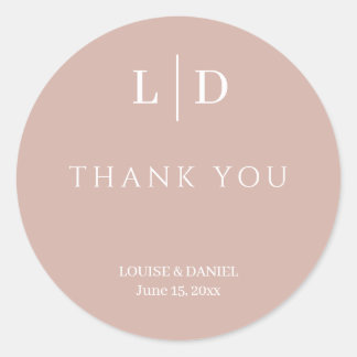Minimal and Simple Personalized Wedding Classic Round Sticker