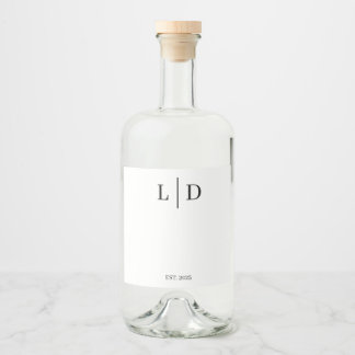 Minimal and Simple Personalized Wedding Liquor Bottle Label