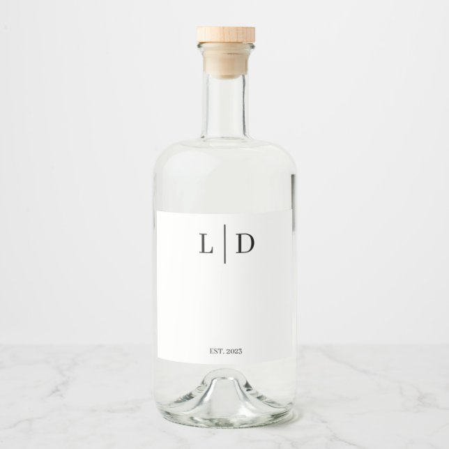 Minimal and Simple Personalized Wedding Liquor Bottle Label (Front)