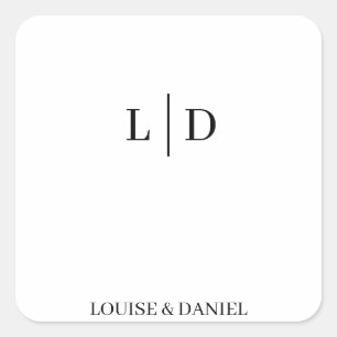 Minimal and Simple Personalized Wedding Square Sticker
