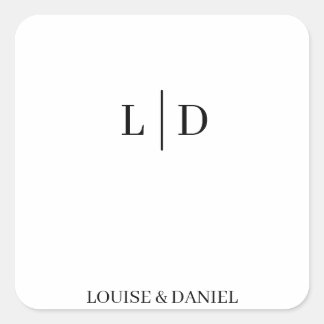 Minimal and Simple Personalized Wedding Square Sticker