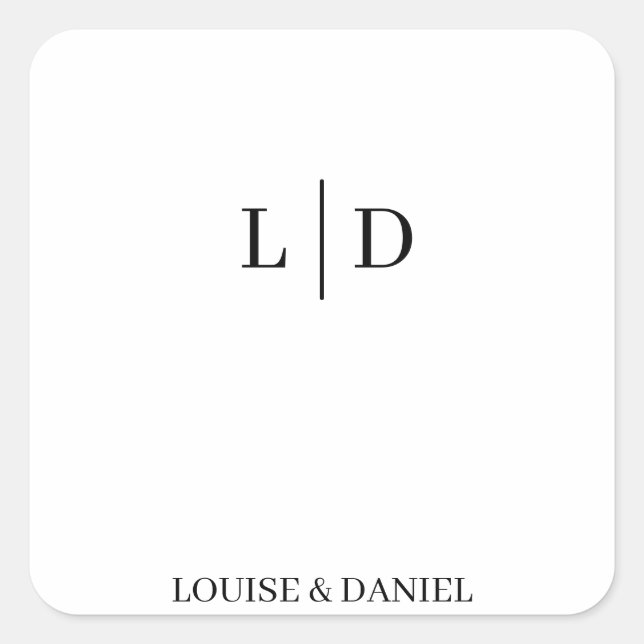 Minimal and Simple Personalized Wedding Square Sticker (Front)