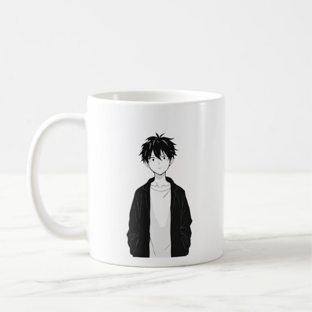 Minimal Anime Boy Mug (Left)