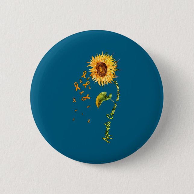 Minimal Appendix Cancer Awareness Sunflower 2 Inch Round Button (Front)