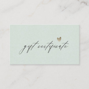Minimal Aqua Script Silver Heart Gift Certificate
