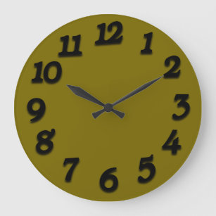 Minimal Arabic Numbers Classic Noir Khaki Large Clock