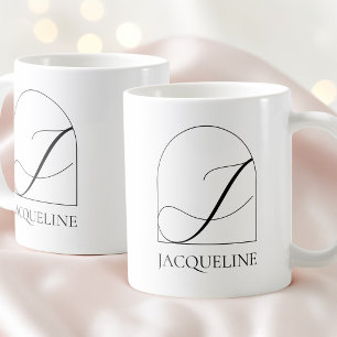 Minimal Arch Black Script Initial J Name Monogram Coffee Mug