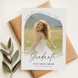 Minimal Arch Photo Graduation Announcement Postcard