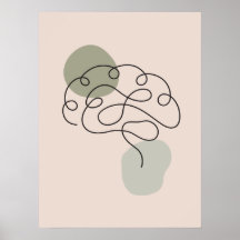 Minimal art brain anatomy poster