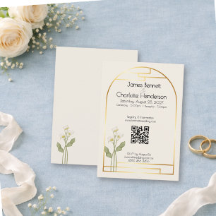 Minimal Art Nouveau Gold Arch Calla Lillie Wedding Enclosure Card