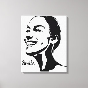 Minimal Art Of A woman Smiling  Canvas Print