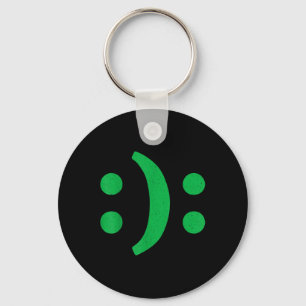 Minimal Art Of Happy Sad Face For Bipolar Disorder Keychain