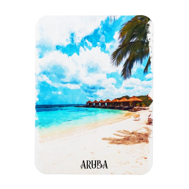 Minimal Aruba Caribbean Island Vacation Magnet (Vertical)