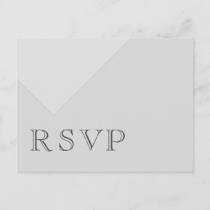 Minimal Asymmetrical Basic Grey RSVP Invitation Postcard