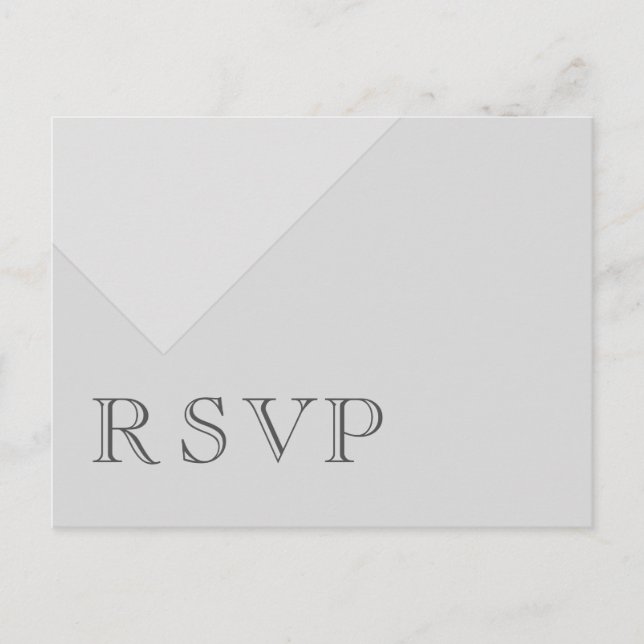 Minimal Asymmetrical Basic Grey RSVP Invitation Postcard (Front)