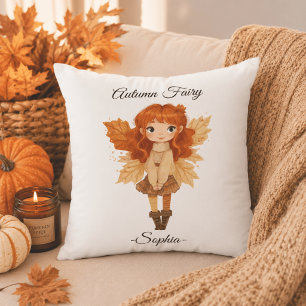 Minimal Autumn Fairy – Personalized  Throw Pillow