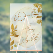 Minimal Autumn Golden Botanical Script Wedding