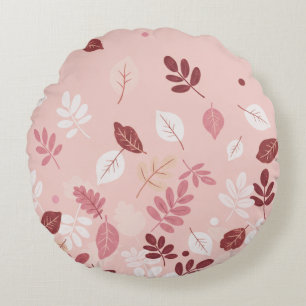 Minimal Autumn Leaves Round Pillow