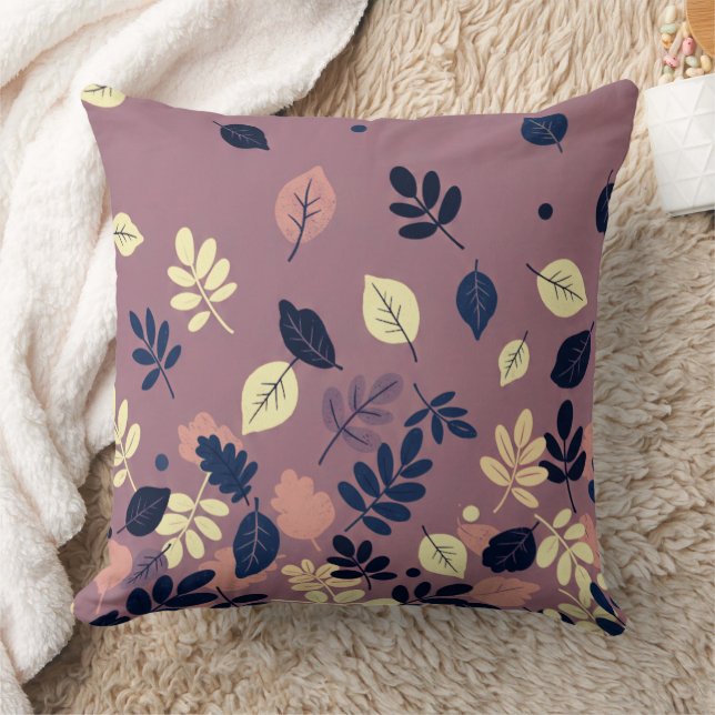 Minimal Autumn Leaves Throw Pillow (Blanket)