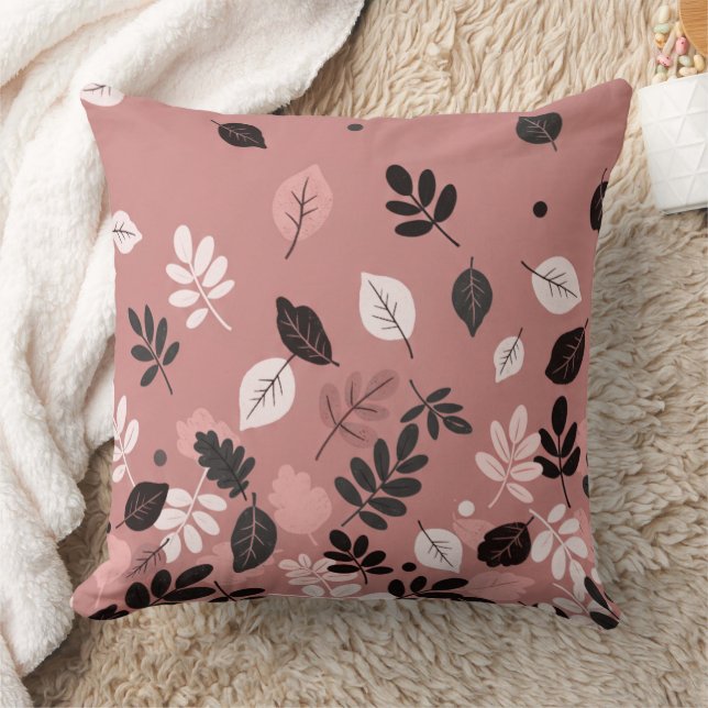 Minimal Autumn Leaves Throw Pillow (Blanket)