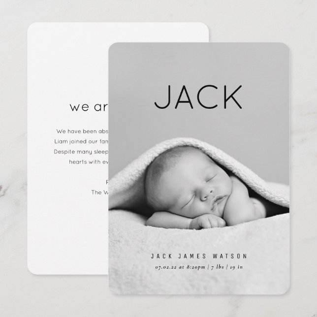 Minimal Baby Birth Announcement (Front/Back)