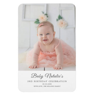 Minimal Baby Birthday Photo Gifts Keepsake Memory Magnet