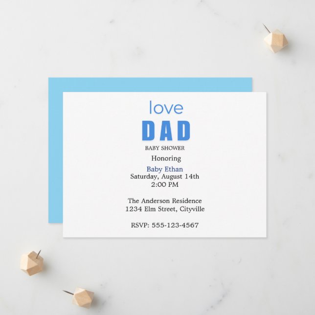 Minimal Baby boy Shower Invitation (Devant/Arrière en situation)