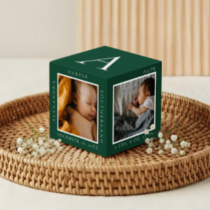 Minimal Baby Name & Birth Stats Photo Keepsake Cube