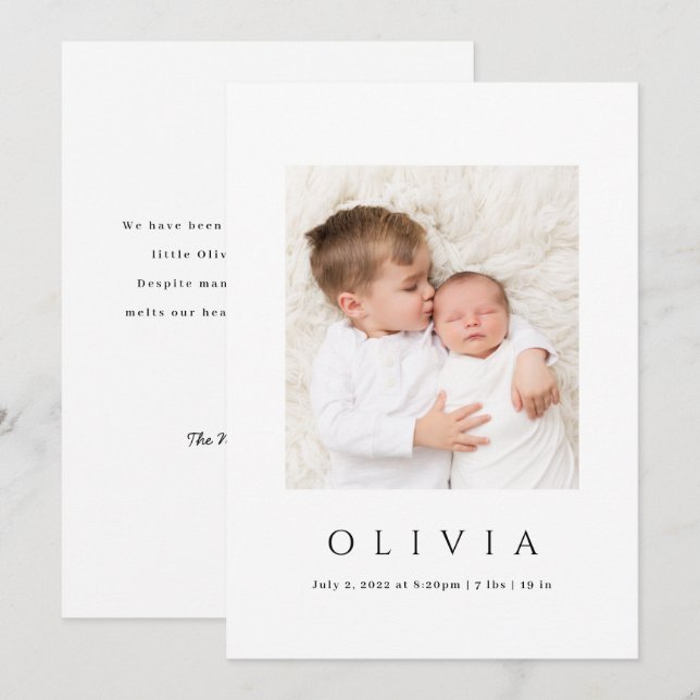 Minimal Baby Photo Announcement (Front/Back)