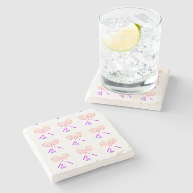 Minimal Badminton Rackets Shuttlecock Birdie   Stone Coaster (Side)