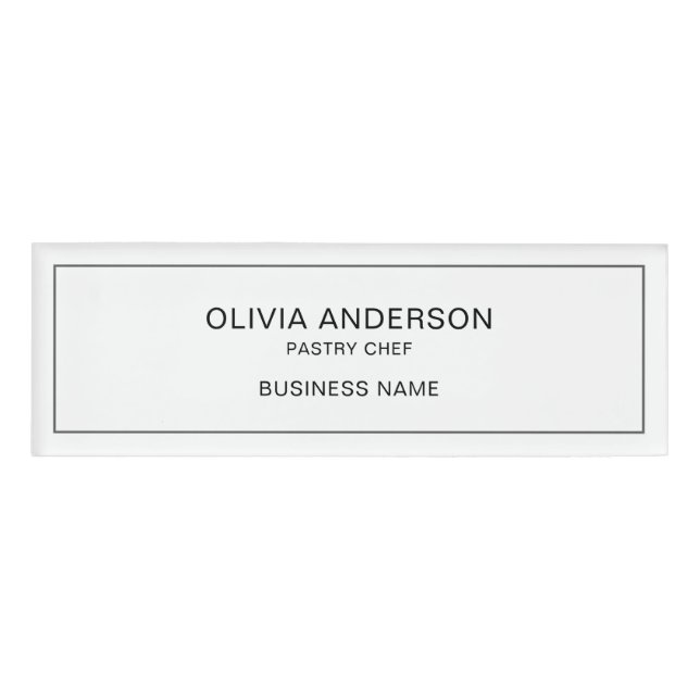 Minimal Bakery White Business Magnetic Name Tag (Front)