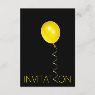 Minimal Ballon Yellow Black Vip Party Invitation