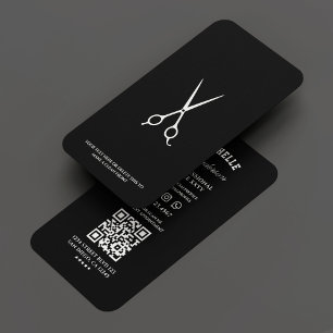 Minimal Barber Barbershop Scissor Black Business Card