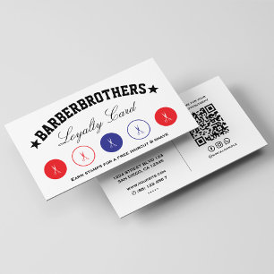 Minimal Barber Red White Blue Loyalty Scissors  Business Card