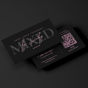 Minimal Bartender Bar Pink Black Mixologist Business Card