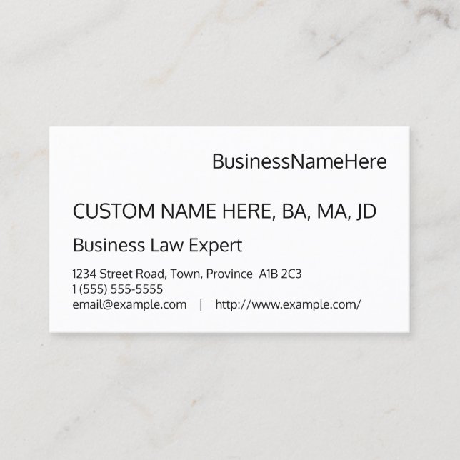 Minimal, Basic Business Card (Front)
