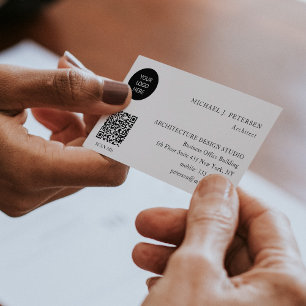 Minimal basic custom logo QR Code simple Business Card