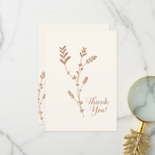 Minimal Basic Simple Bohemian Wildflower Beige  Thank You Card