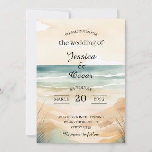 Minimal Beach Ocean Wedding Invitation