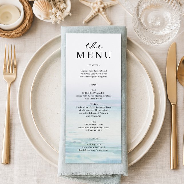 Minimal Beach Waves Wedding Menu (Creator Uploaded)