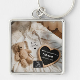 Minimal Bearly Wait teddy pregnancy announcement Keychain